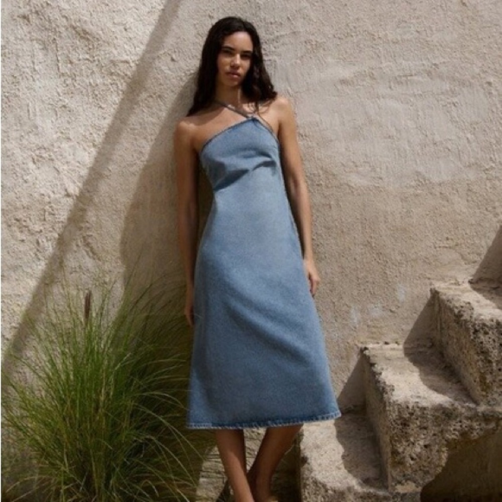 Zara denim dress maxi full length jean casual